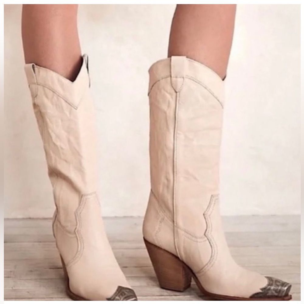 Free People Brayden Tall Boots in Bone Size 39